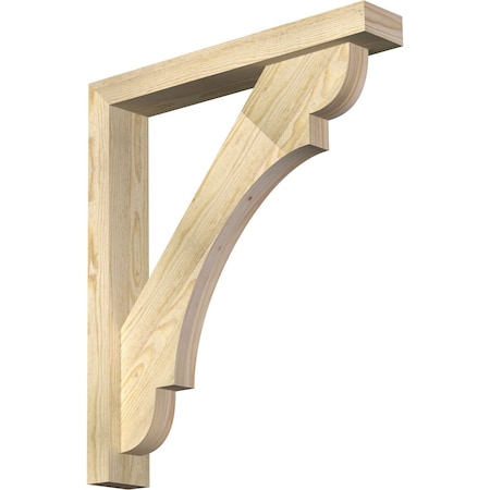 Ekena Millwork Olympic Block Rough Sawn Bracket w/ Offset Brace, Douglas Fir, 4"W x 24"D x 28"H BKT0402X24X28OLY05RDF